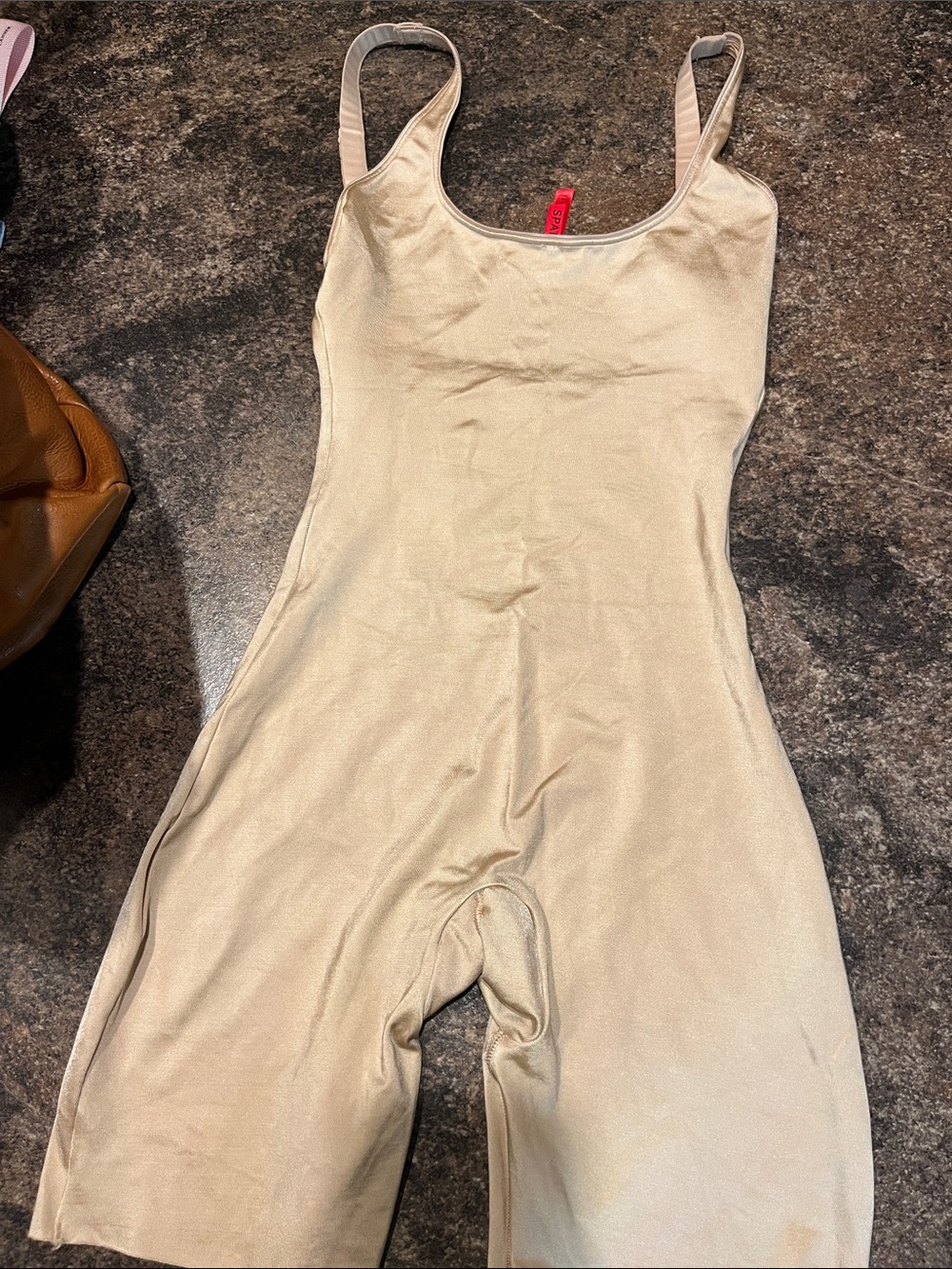 Spanx Cream Shapewear Bodysuit Shorts
